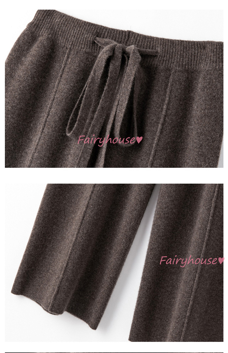 ニットワイドパンツ レディース 秋冬 ロング丈 セーター ストレートズボン 黒ボ大きいサイズ カジュアル韓国風 体型カバー40代50代30代 おしゃれ 通勤 