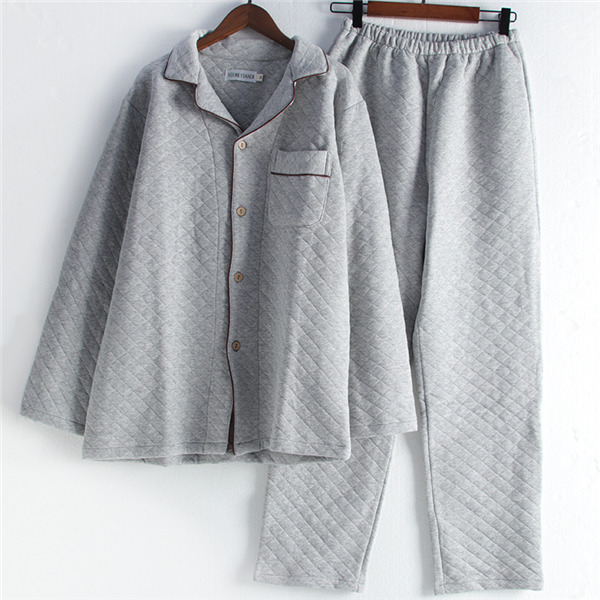 パジャマ メンズ キルトパジャマ 中綿 ルームウェア セットアップ 襟付き おしゃれ 寝間着 綿 上下セット部屋着 無地 前開き 秋冬 長袖長ズボン 