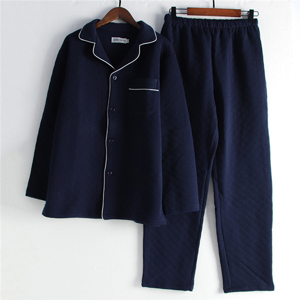 パジャマ メンズ キルトパジャマ 中綿 ルームウェア セットアップ 襟付き おしゃれ 寝間着 綿 上下セット部屋着 無地 前開き 秋冬 長袖長ズボン 