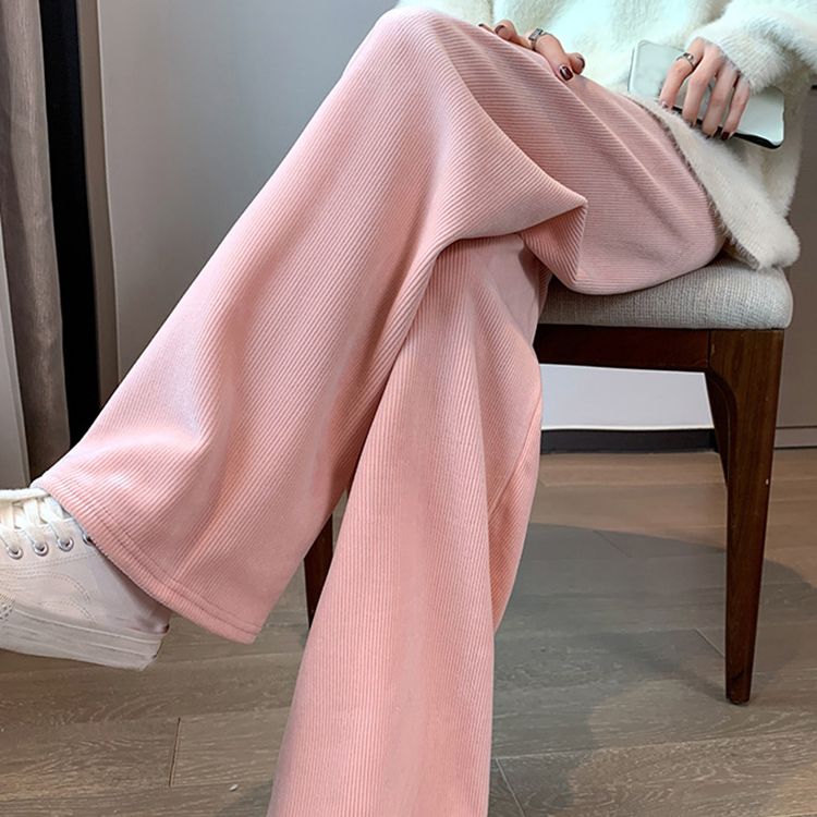 無地 ワイドパンツ ロングパンツ ニット風 ストレート ハイウエスト 着痩せ 春秋 お洒落 カジュアル エレシルエット ゆったり 