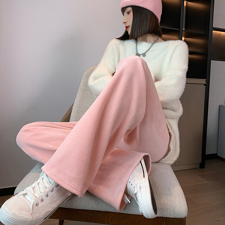 無地 ワイドパンツ ロングパンツ ニット風 ストレート ハイウエスト 着痩せ 春秋 お洒落 カジュアル エレシルエット ゆったり 