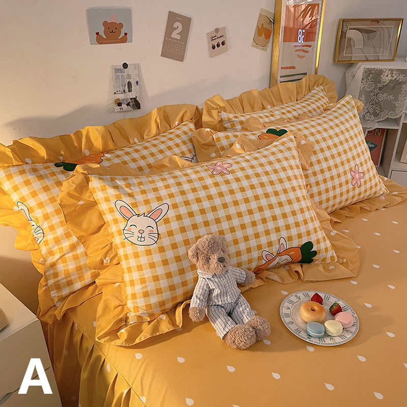 お取り寄せ商品 枕カバー 48CMX74CM 18COLORS 2枚セット まくらカバー かわいい柄 かわいいフリル 長方形 花柄 フリル付き ピローケース 洗える 抱き枕カバー 