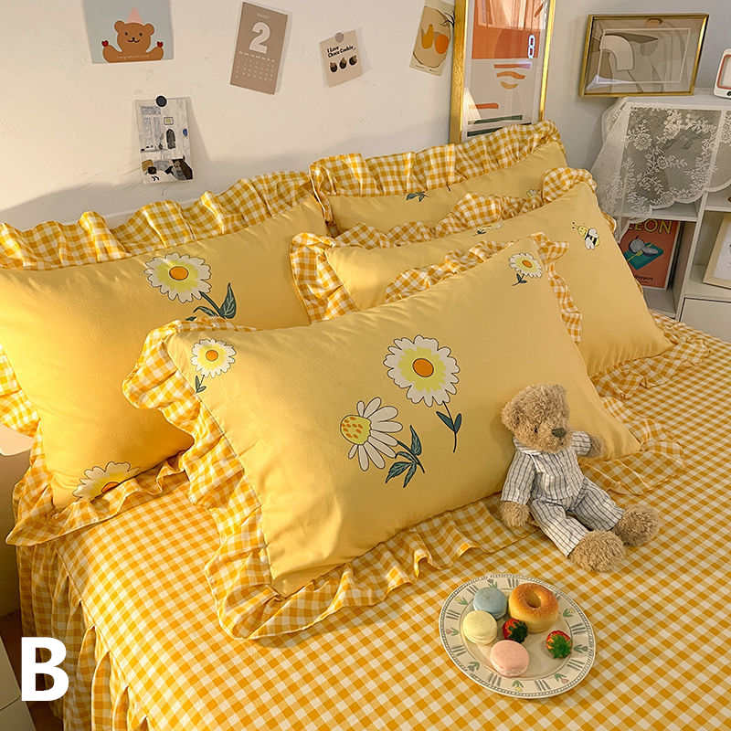 お取り寄せ商品 枕カバー 48CMX74CM 18COLORS 2枚セット まくらカバー かわいい柄 かわいいフリル 長方形 花柄 フリル付き ピローケース 洗える 抱き枕カバー 