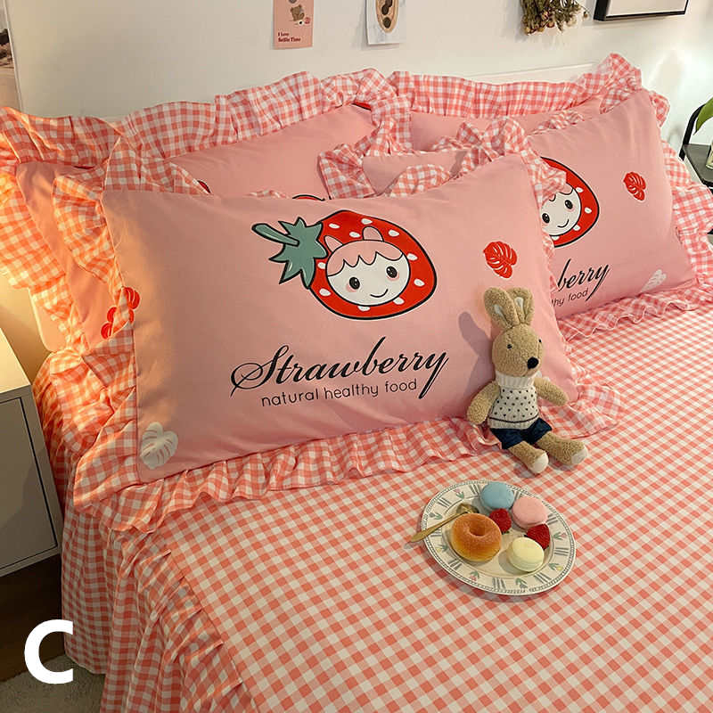 お取り寄せ商品 枕カバー 48CMX74CM 18COLORS 2枚セット まくらカバー かわいい柄 かわいいフリル 長方形 花柄 フリル付き ピローケース 洗える 抱き枕カバー 