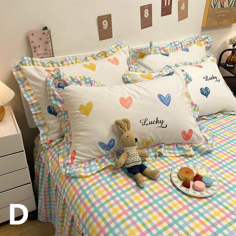 お取り寄せ商品 枕カバー 48CMX74CM 18COLORS 2枚セット まくらカバー かわいい柄 かわいいフリル 長方形 花柄 フリル付き ピローケース 洗える 抱き枕カバー 