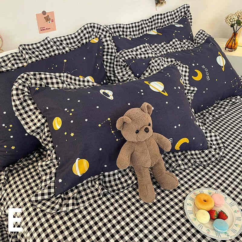 お取り寄せ商品 枕カバー 48CMX74CM 18COLORS 2枚セット まくらカバー かわいい柄 かわいいフリル 長方形 花柄 フリル付き ピローケース 洗える 抱き枕カバー 