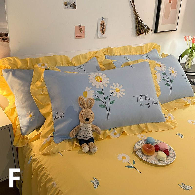 お取り寄せ商品 枕カバー 48CMX74CM 18COLORS 2枚セット まくらカバー かわいい柄 かわいいフリル 長方形 花柄 フリル付き ピローケース 洗える 抱き枕カバー 