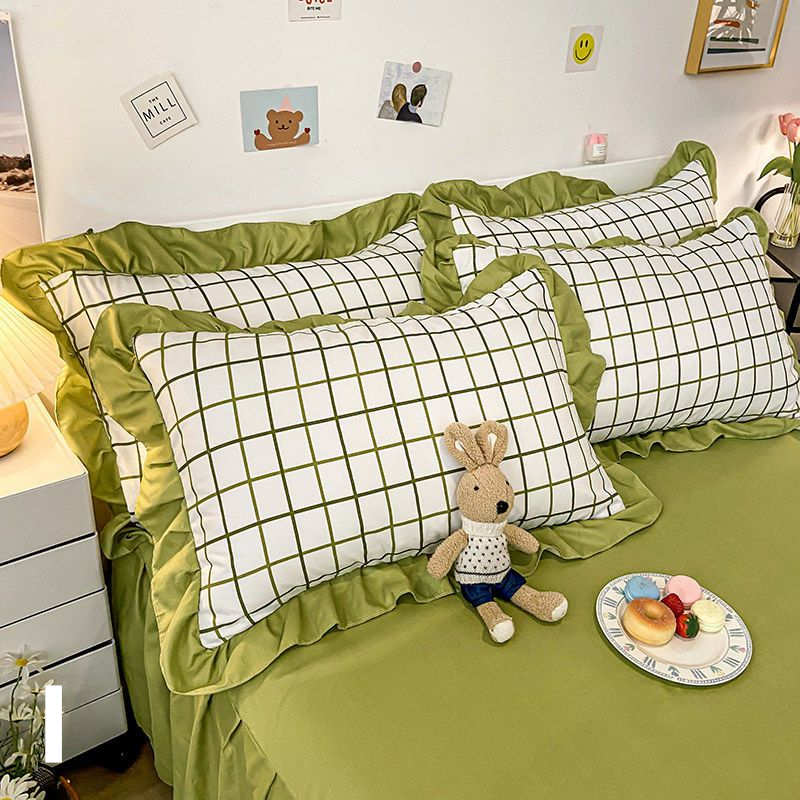 お取り寄せ商品 枕カバー 48CMX74CM 18COLORS 2枚セット まくらカバー かわいい柄 かわいいフリル 長方形 花柄 フリル付き ピローケース 洗える 抱き枕カバー 