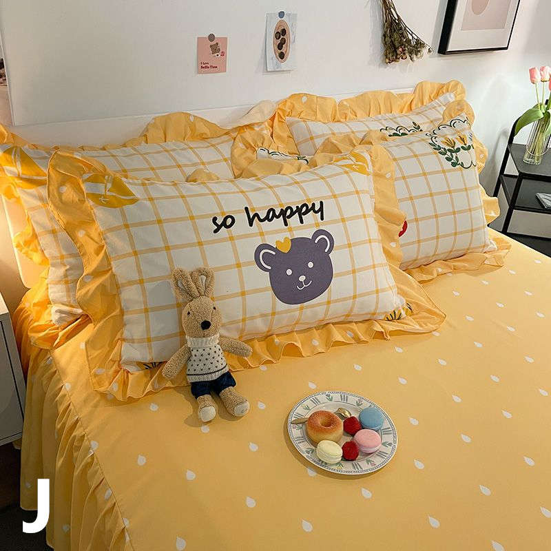 お取り寄せ商品 枕カバー 48CMX74CM 18COLORS 2枚セット まくらカバー かわいい柄 かわいいフリル 長方形 花柄 フリル付き ピローケース 洗える 抱き枕カバー 