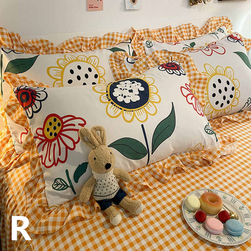 お取り寄せ商品 枕カバー 48CMX74CM 18COLORS 2枚セット まくらカバー かわいい柄 かわいいフリル 長方形 花柄 フリル付き ピローケース 洗える 抱き枕カバー 