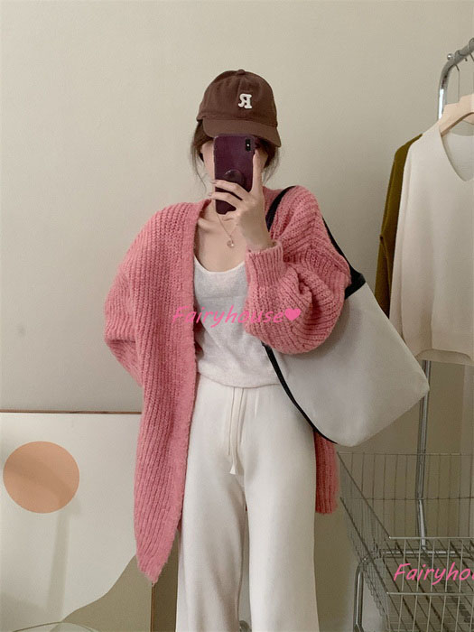 ニットカーディガン レディース 秋冬 長袖ニットコーディガン コーディガン Vネックカーディガン 無地セーター ゆったりニットアウター 30代50代 おしゃれ韓国風