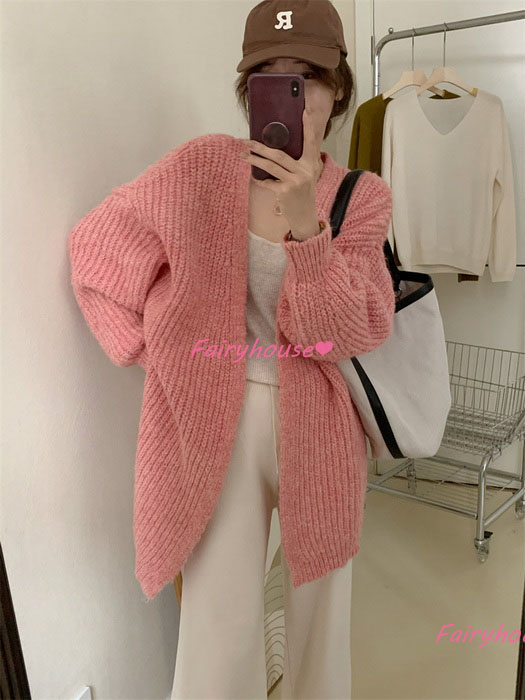 ニットカーディガン レディース 秋冬 長袖ニットコーディガン コーディガン Vネックカーディガン 無地セーター ゆったりニットアウター 30代50代 おしゃれ韓国風