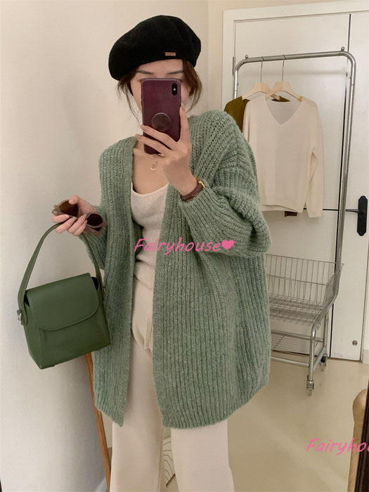 ニットカーディガン レディース 秋冬 長袖ニットコーディガン コーディガン Vネックカーディガン 無地セーター ゆったりニットアウター 30代50代 おしゃれ韓国風