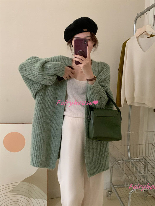 ニットカーディガン レディース 秋冬 長袖ニットコーディガン コーディガン Vネックカーディガン 無地セーター ゆったりニットアウター 30代50代 おしゃれ韓国風