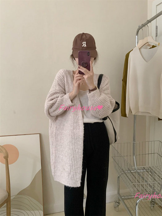 ニットカーディガン レディース 秋冬 長袖ニットコーディガン コーディガン Vネックカーディガン 無地セーター ゆったりニットアウター 30代50代 おしゃれ韓国風