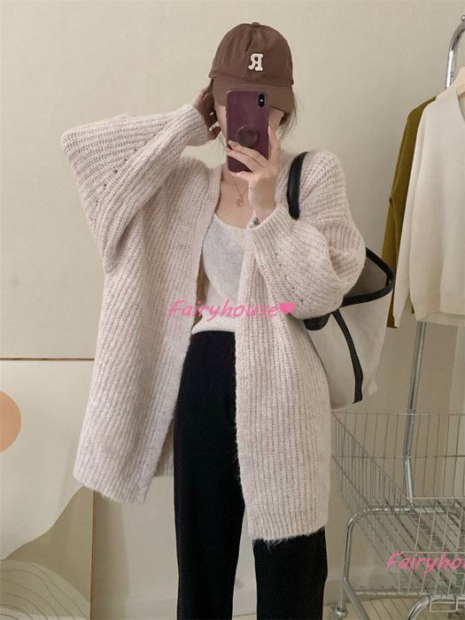 ニットカーディガン レディース 秋冬 長袖ニットコーディガン コーディガン Vネックカーディガン 無地セーター ゆったりニットアウター 30代50代 おしゃれ韓国風