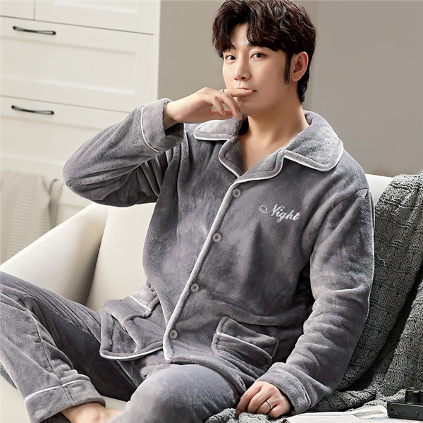 パジャマ 厚手 メンズ 冬用 ルームウェア 長袖 ふわふわ 暖かい 男性 上下セット 冬 寝間着 ふわもこ もこもこ 部屋着 セットアップ 前開き 