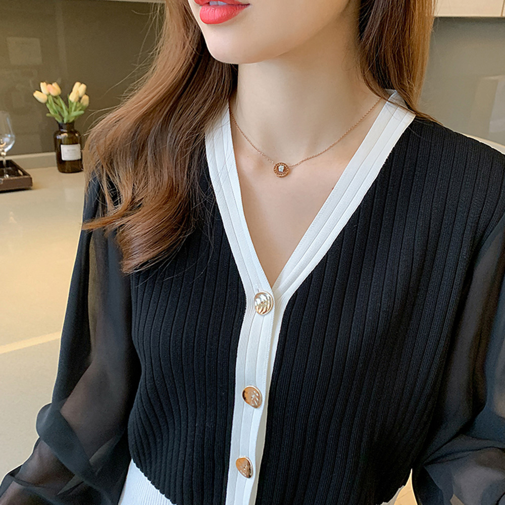 レディース ニットトップス 韓国風 秋服 。可  