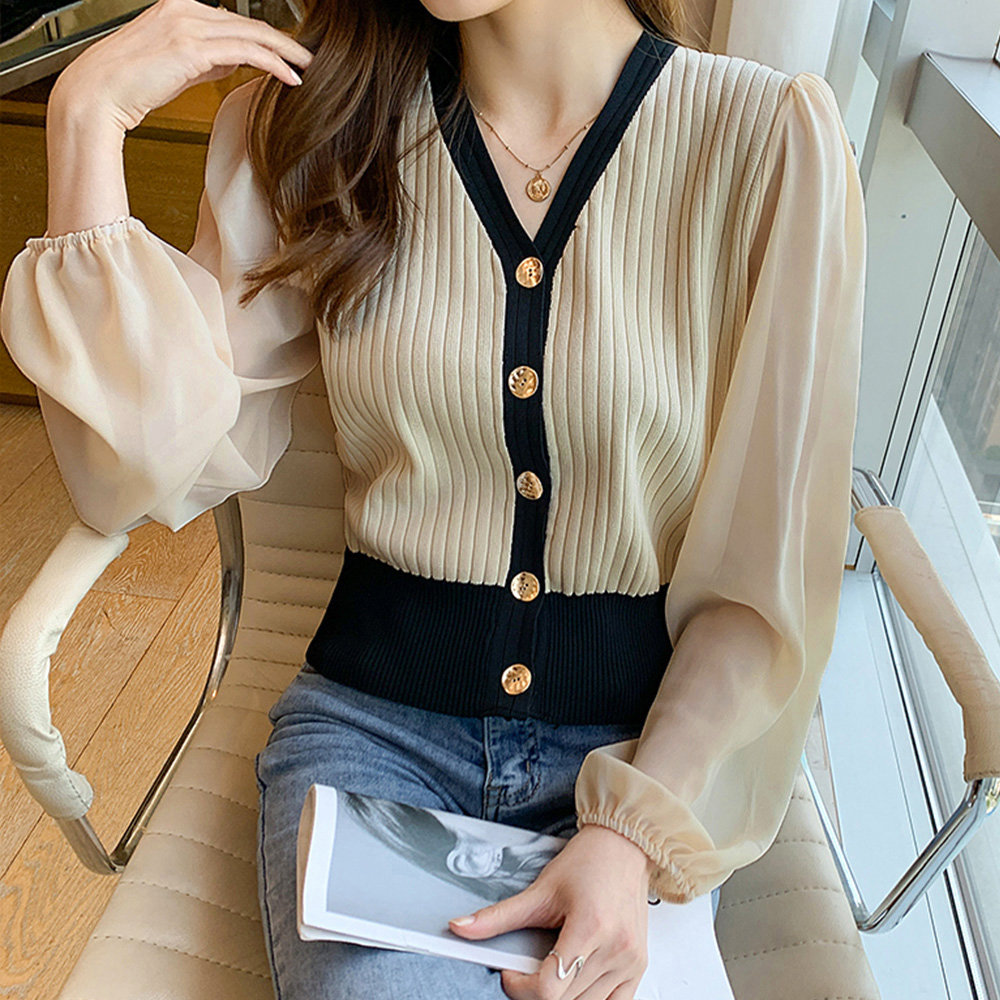 レディース ニットトップス 韓国風 秋服 。可  