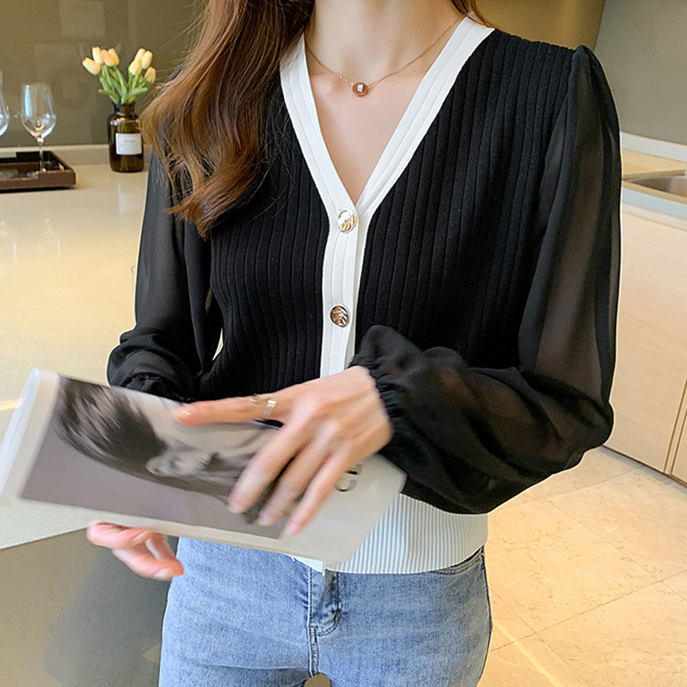 レディース ニットトップス 韓国風 秋服 。可  