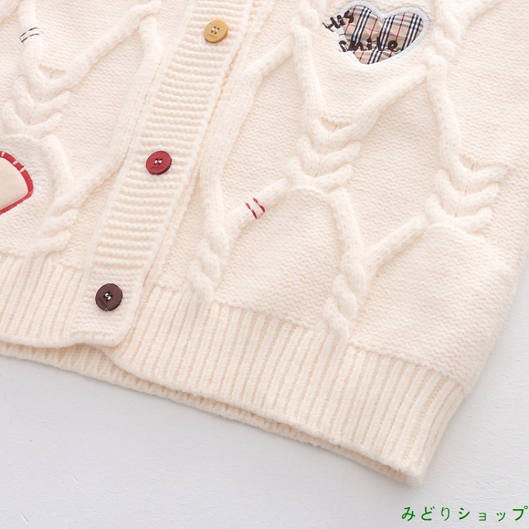 アウター カーディガン ニット ハート 長袖 森ガール レディース 