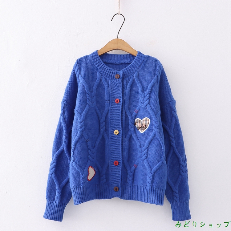 アウター カーディガン ニット ハート 長袖 森ガール レディース 