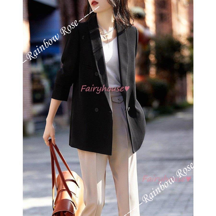 テーラードジャケット レディース 40代 長袖スーツジャケット 黒 ゆったり 通勤OL ゆったりアウター 春コート ブレザーコート カジュアル韓国風 オフィス 春服 