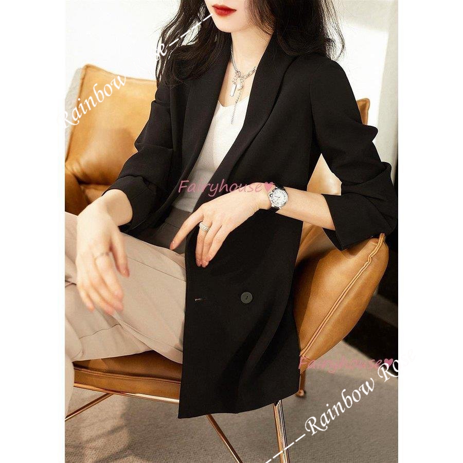 テーラードジャケット レディース 40代 長袖スーツジャケット 黒 ゆったり 通勤OL ゆったりアウター 春コート ブレザーコート カジュアル韓国風 オフィス 春服 