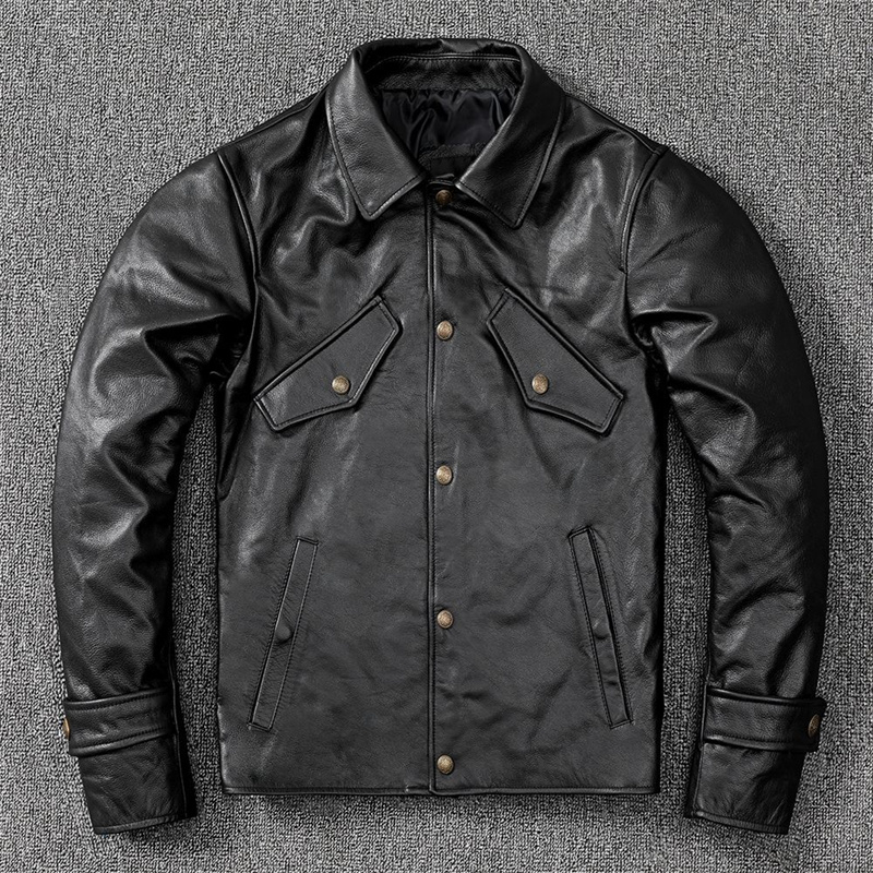 。ジャケット トレンチコート レザージャケット メンズ 革ジャン 。 黒 牛革 秋冬 バイクジャケット 冬服 