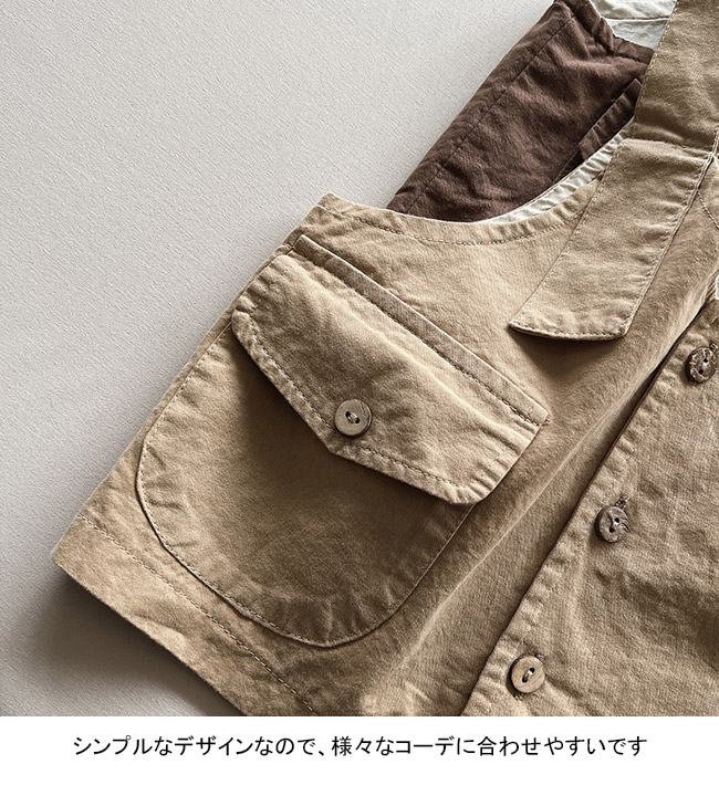 送料無料 ベスト キッズ ライトアウター レジ 無地 動きやすい シンプル ポケット付き 肩紐 夏秋 前開き 前ボタン ゆったり ノースリーブ 