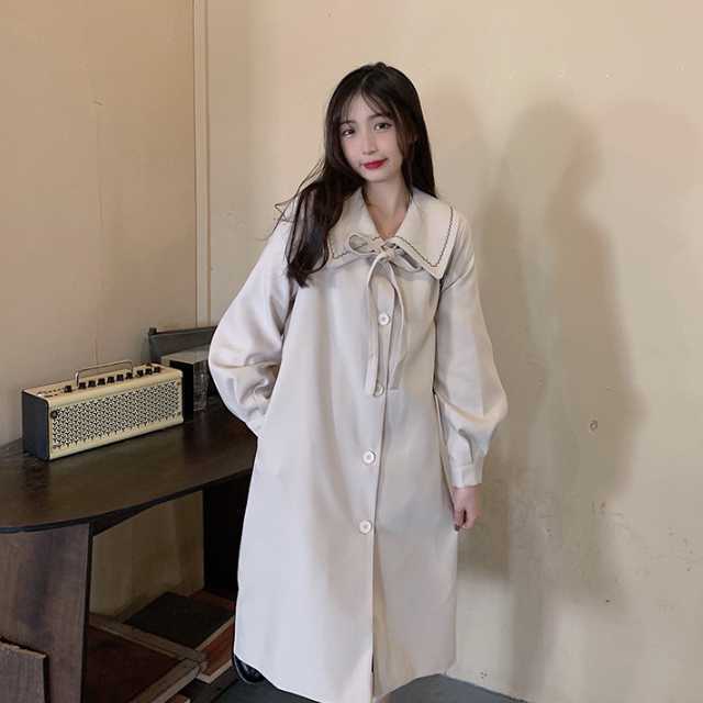 アウター コート トレンチコート ジャケット ロングジャケット りぼん 秋 秋アウターロング丈 通勤 カジュアル 春 マキシ レディース キレセク 上着 