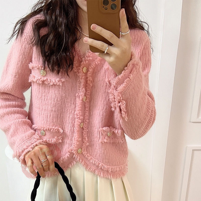 ジャケット レディース 40代 長袖ノーカラージャケット ショット丈ツイードコートアウター 秋服 七五三 結婚式 韓国風 入学式 卒業式 オフィス 送料無料 通勤OL 