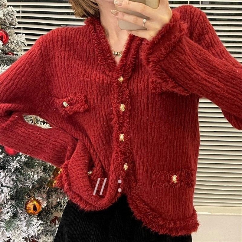 ジャケット レディース 40代 長袖ノーカラージャケット ショット丈ツイードコートアウター 秋服 七五三 結婚式 韓国風 入学式 卒業式 オフィス 送料無料 通勤OL 