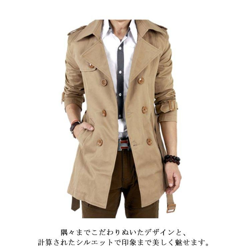 トレンチコート メンズ冬 ロングコート ビジネスコート コート 春 通勤 フォーマル 秋冬カジュアルトレンチ Aライン ピーコート ミドル丈 
