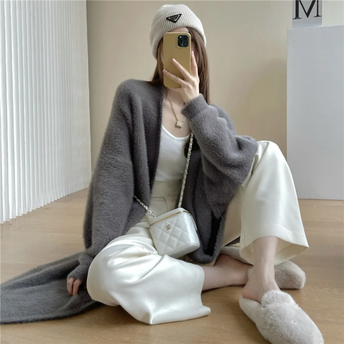 ロングカーディガン コート ファーコート レディース ブルゾン ロングコート 秋冬 通勤 長袖 無地 羽織 ロングカーディガン お洒落 アウター モコモコふんわり 