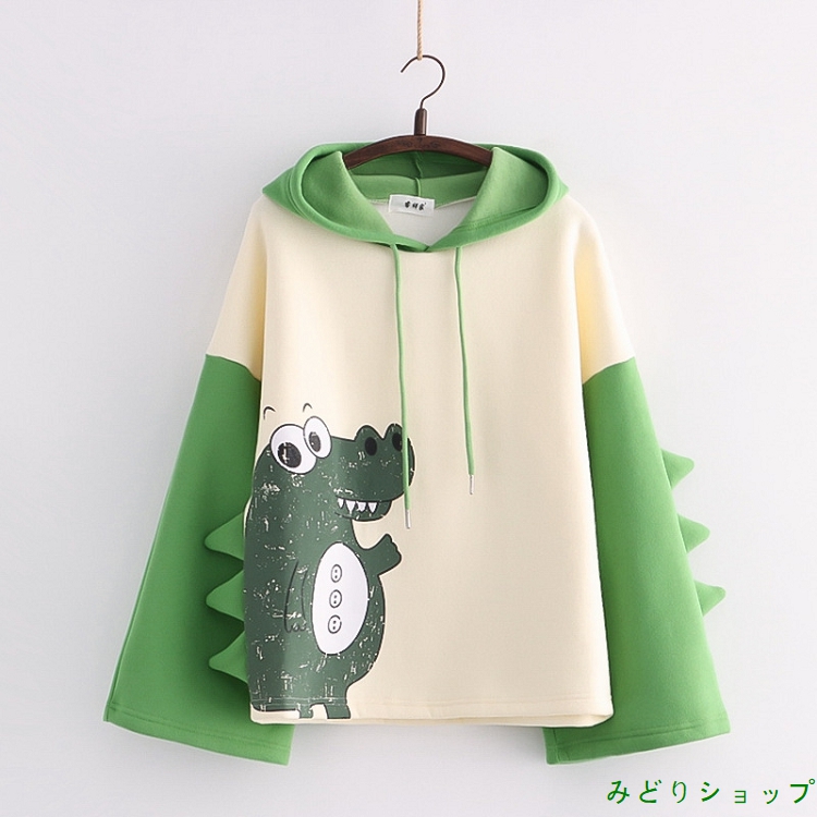 裏起毛 裏ボア 恐竜 角付き 長袖 森ガール レディース 