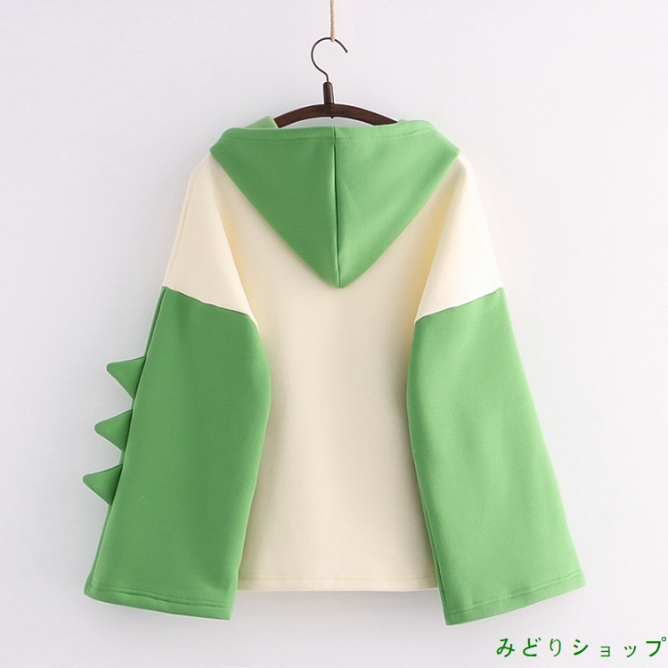 裏起毛 裏ボア 恐竜 角付き 長袖 森ガール レディース 