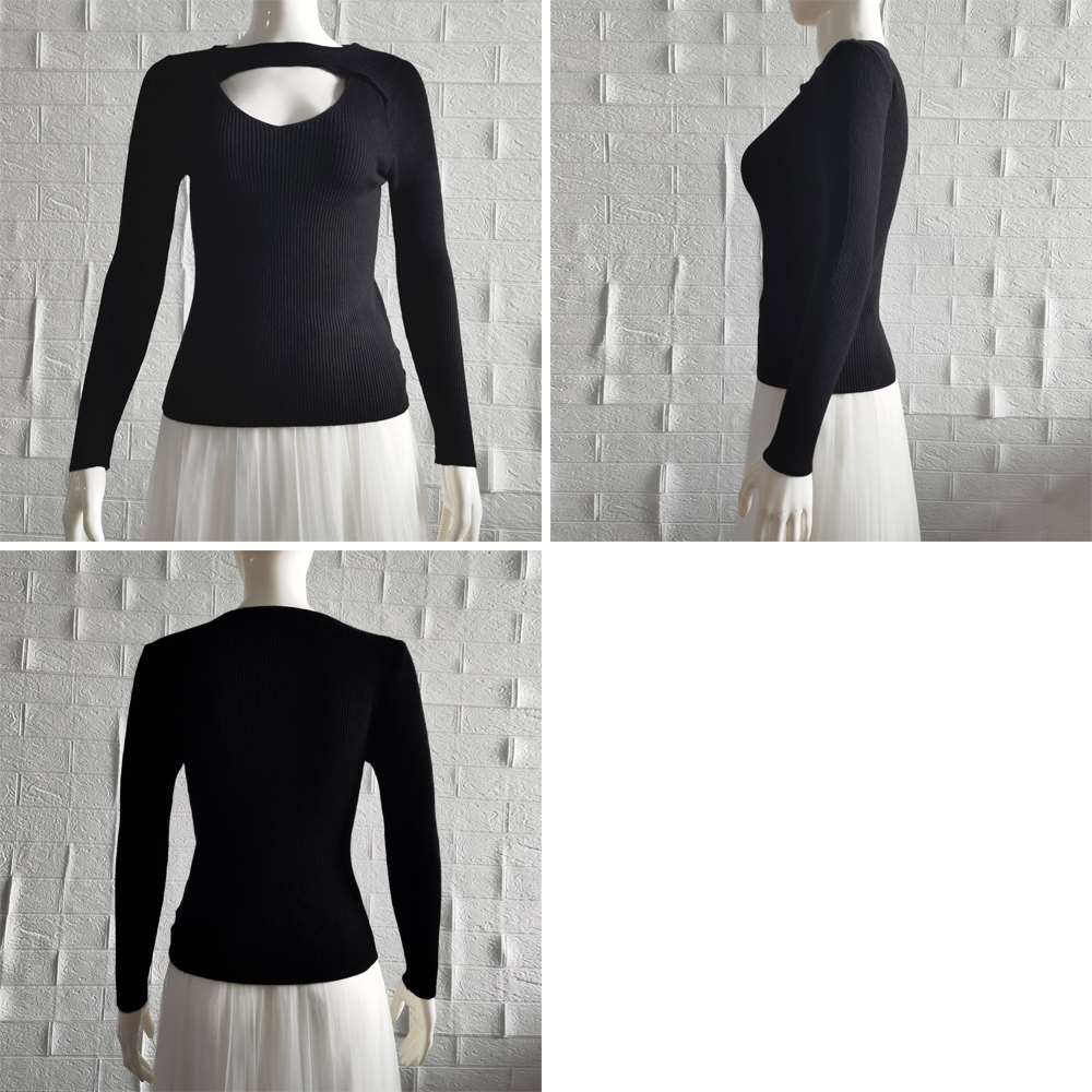 フロントオープン リブ ニット 韓国風  