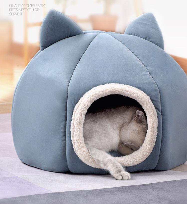 猫ベッド ドーム型 キャットハウス 犬ベッド ねこハウス 冬 もこもこ 暖かい ベッドベッド 北欧風 洗える 子犬 クッション付きふかふか 小型犬 室内 猫のベッド 