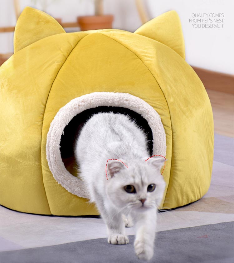 猫ベッド ドーム型 キャットハウス 犬ベッド ねこハウス 冬 もこもこ 暖かい ベッドベッド 北欧風 洗える 子犬 クッション付きふかふか 小型犬 室内 猫のベッド 