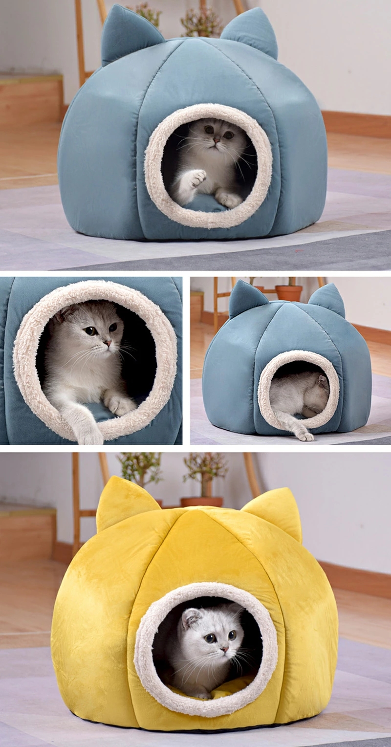 猫ベッド ドーム型 キャットハウス 犬ベッド ねこハウス 冬 もこもこ 暖かい ベッドベッド 北欧風 洗える 子犬 クッション付きふかふか 小型犬 室内 猫のベッド 