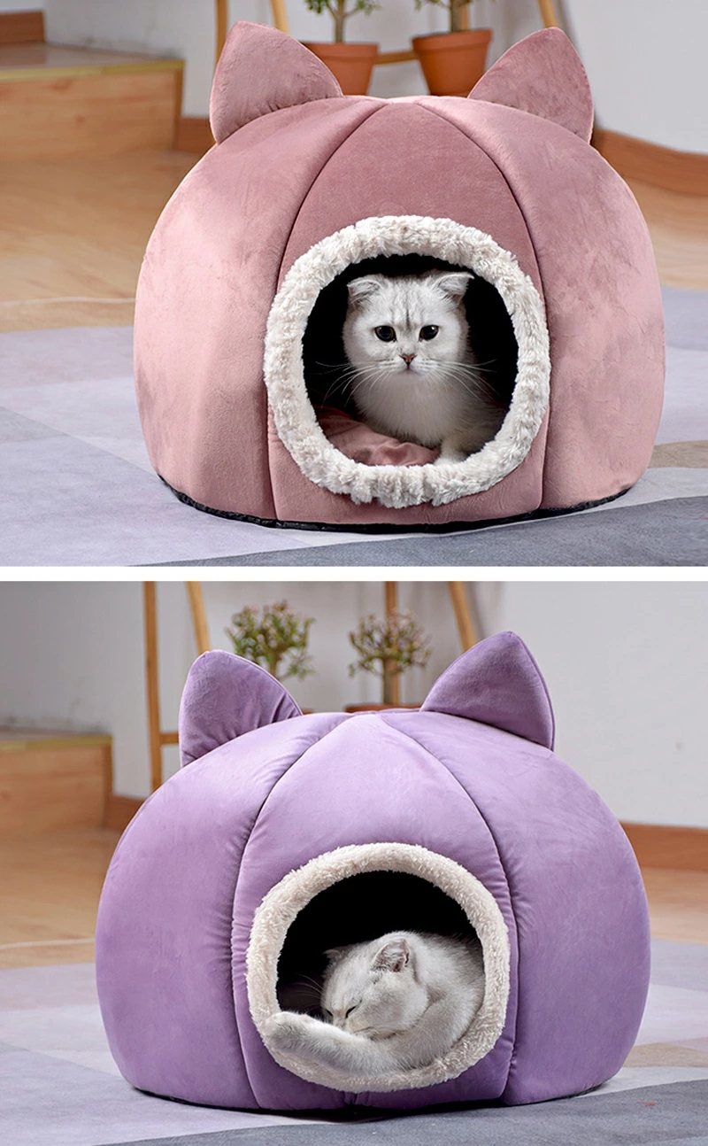 猫ベッド ドーム型 キャットハウス 犬ベッド ねこハウス 冬 もこもこ 暖かい ベッドベッド 北欧風 洗える 子犬 クッション付きふかふか 小型犬 室内 猫のベッド 