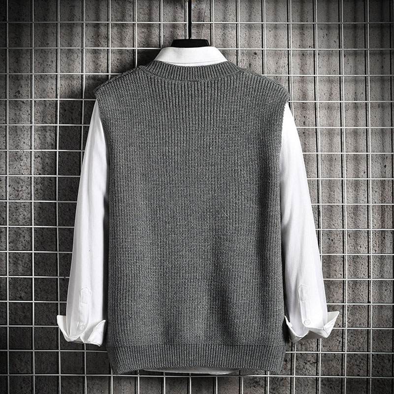 ニットベスト メンズ 秋冬 リブ 大きいサイズ おしゃれ 通勤秋新作 レイヤード ビジネス 暖かい トップス 無地 厚手 重ね着 カジュアル 防寒 保温 シンプル 