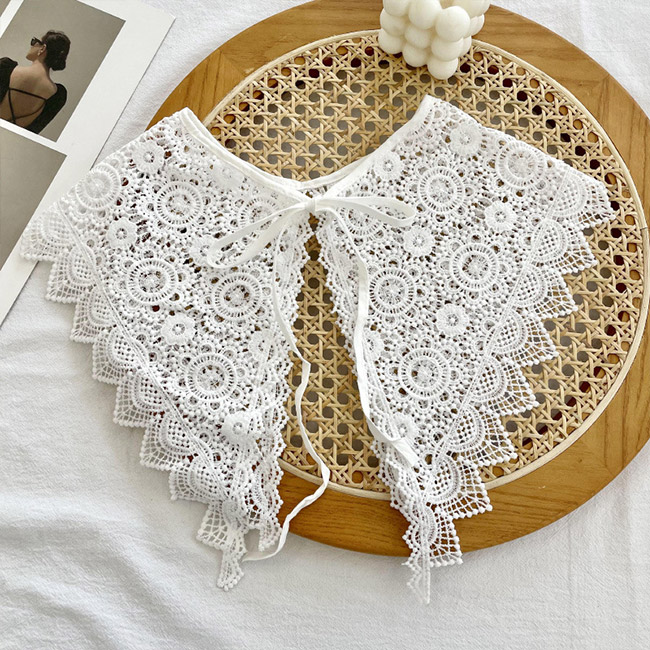 送料無料 付け襟 レディース レース つけえり 小物 大人可愛い こなれ感 レイヤード リボン 夏 刺繍 重ね着風 レース襟 秋 透かし編み シンプル 春 冬 花柄 