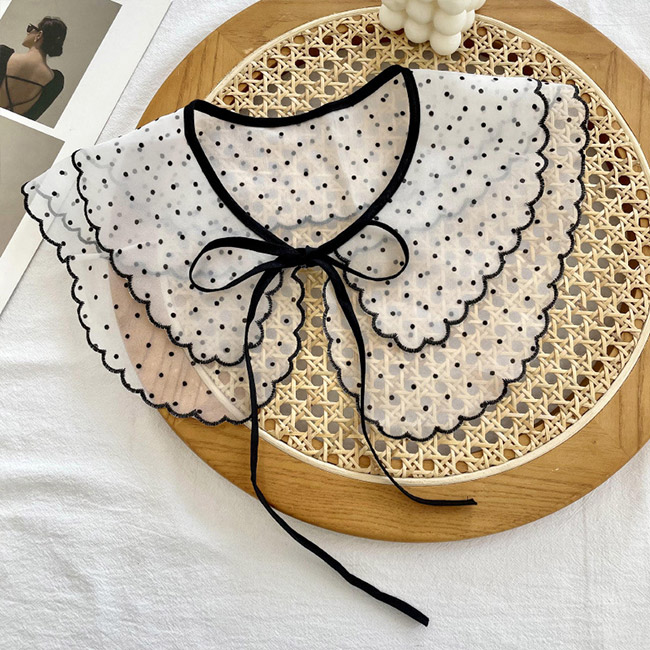 送料無料 付け襟 レディース レース つけえり 小物 大人可愛い こなれ感 レイヤード リボン 夏 刺繍 重ね着風 レース襟 秋 透かし編み シンプル 春 冬 花柄 
