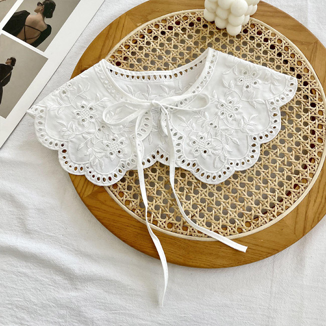 送料無料 付け襟 レディース レース つけえり 小物 大人可愛い こなれ感 レイヤード リボン 夏 刺繍 重ね着風 レース襟 秋 透かし編み シンプル 春 冬 花柄 