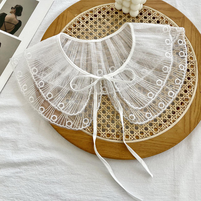 送料無料 付け襟 レディース レース つけえり 小物 大人可愛い こなれ感 レイヤード リボン 夏 刺繍 重ね着風 レース襟 秋 透かし編み シンプル 春 冬 花柄 