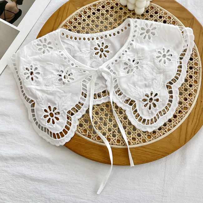 送料無料 付け襟 レディース レース つけえり 小物 大人可愛い こなれ感 レイヤード リボン 夏 刺繍 重ね着風 レース襟 秋 透かし編み シンプル 春 冬 花柄 