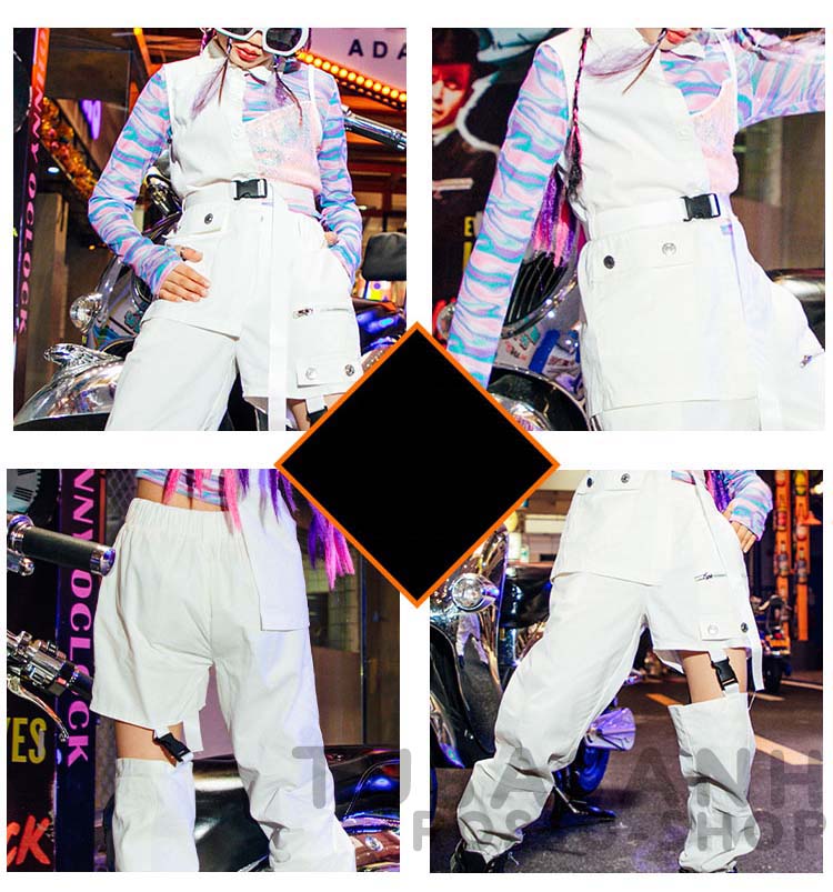 ダンス 衣装 キッズ ガールズ 白 紫 練習着 スパンセットアップ ヒップホップ へそ出し 応援団 HIPHOP 韓国 秋 春 ジャズダンス 綴合す 