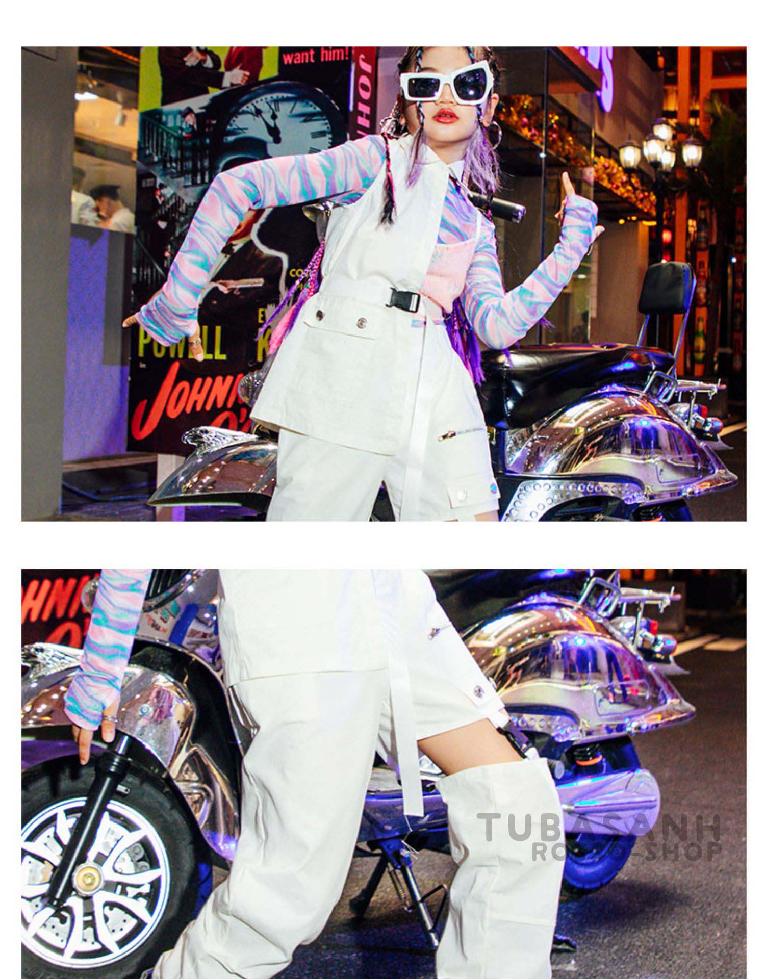 ダンス 衣装 キッズ ガールズ 白 紫 練習着 スパンセットアップ ヒップホップ へそ出し 応援団 HIPHOP 韓国 秋 春 ジャズダンス 綴合す 